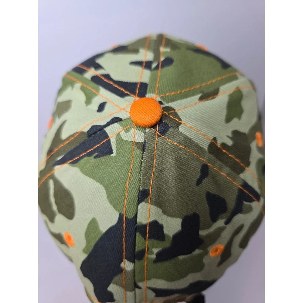 NAPA NEW! Camo Baseball Cap Orange Embroidery Adjustable Hat One Size Hiking Fun